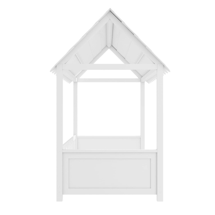 Molly White Kids House Bed with Scalloped Roof