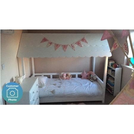 Molly White Kids House Bed with Scalloped Roof