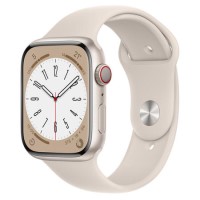 Apple Watch Series 8 GPS + Cellular 45mm Starlight Aluminium Case with Starlight Sport Band - Regular