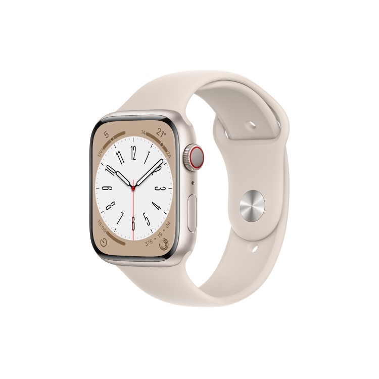 Apple Watch Series 8 GPS + Cellular 45mm Starlight Aluminium Case with Starlight Sport Band - Regular