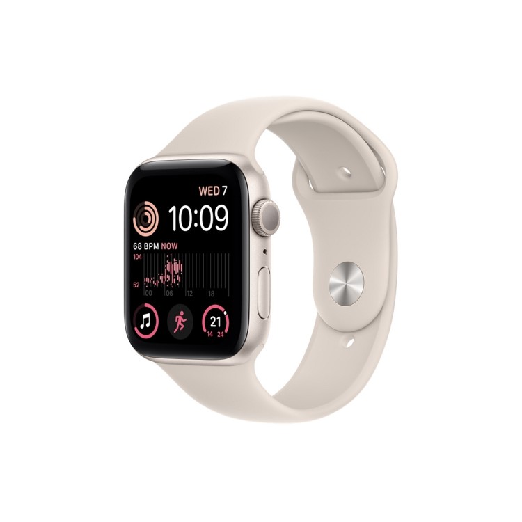 Apple Watch SE 2022 GPS 44mm Starlight Aluminium Case with Starlight Sport Band - Regular