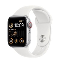 Apple Watch SE 2022 GPS + Cellular 44mm Silver Aluminium Case with White Sport Band - Regular