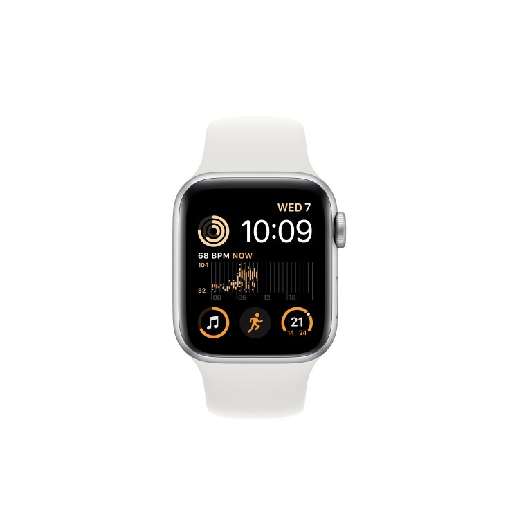 Apple Watch SE 2022 GPS + Cellular 44mm Silver Aluminium Case with White Sport Band - Regular
