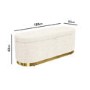 Large Cream Boucle Fabric Footstool with Ottoman Storage - Monroe