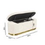 Large Cream Boucle Fabric Footstool with Ottoman Storage - Monroe