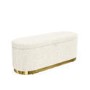 Large Cream Boucle Fabric Footstool with Ottoman Storage - Monroe