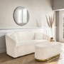 Large Cream Boucle Fabric Footstool with Ottoman Storage - Monroe