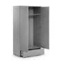 Grey High Gloss Double Wardrobe with Drawer - Monaco - Julian Bowen