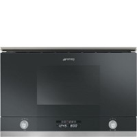 Smeg MP122N Linea 21L Black Glass Microwave with Grill and side opening door -320mm depth