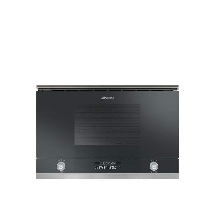 Smeg MP122N Linea 21L Black Glass Microwave with Grill and side opening door -320mm depth