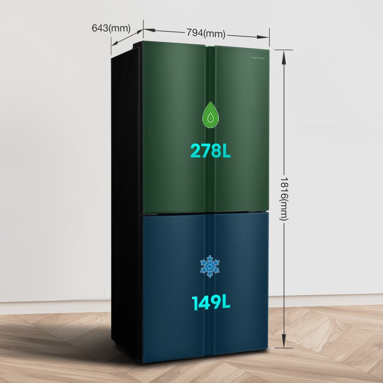 Fridgemaster 427 Litre Four Door American Fridge Freezer - Black