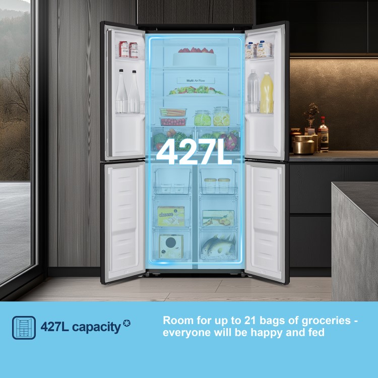 Fridgemaster 427 Litre Four Door American Fridge Freezer - Black