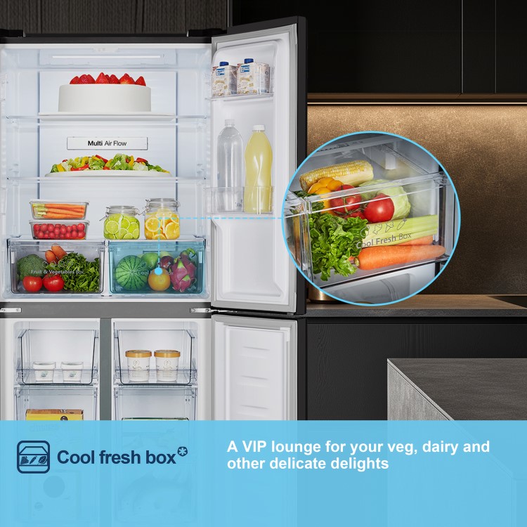 Fridgemaster 427 Litre Four Door American Fridge Freezer - Black