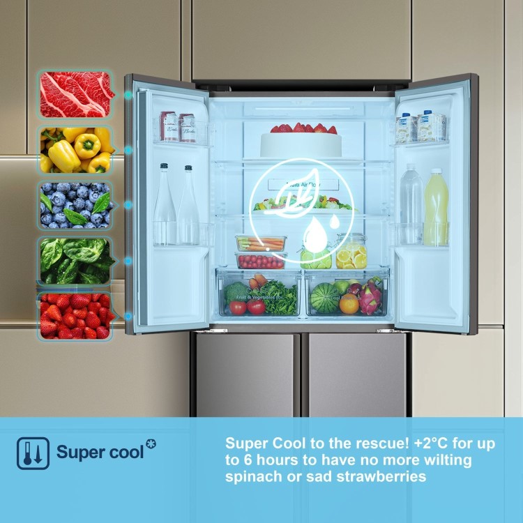 Fridgemaster 427 Litre Four Door American Fridge Freezer - Silver