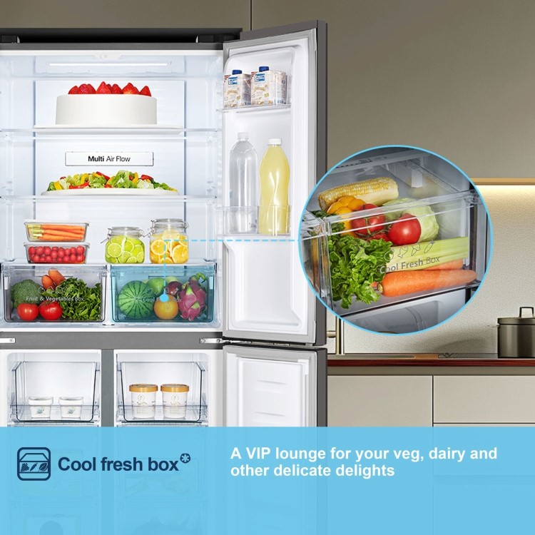 Fridgemaster 427 Litre Four Door American Fridge Freezer - Silver