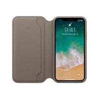 Apple iPhone X Leather Folio - Taupe