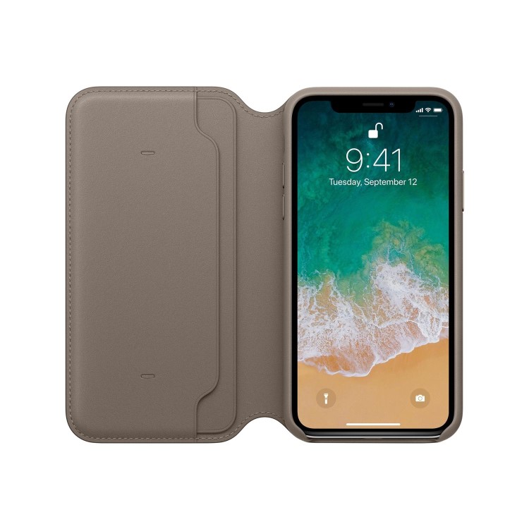 Apple iPhone X Leather Folio - Taupe
