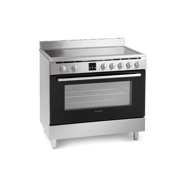 Refurbished Montpellier MR90CEMX 90cm Electric Range Cooker with Ceramic Hob Stainless Steel