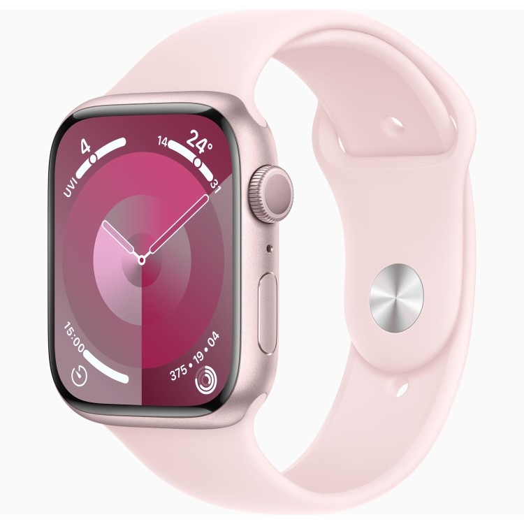 Refurbished Apple Watch Series 9 GPS 45mm Pink Aluminium Case with Light Pink Sport Band - S/M