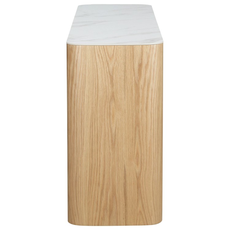 Large White Marble Ceramic and Oak Sideboard - Malia
