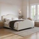 MRE001SK Beige Chenille Super King Side-Lift Ottoman Storage bed with Legs - Marie