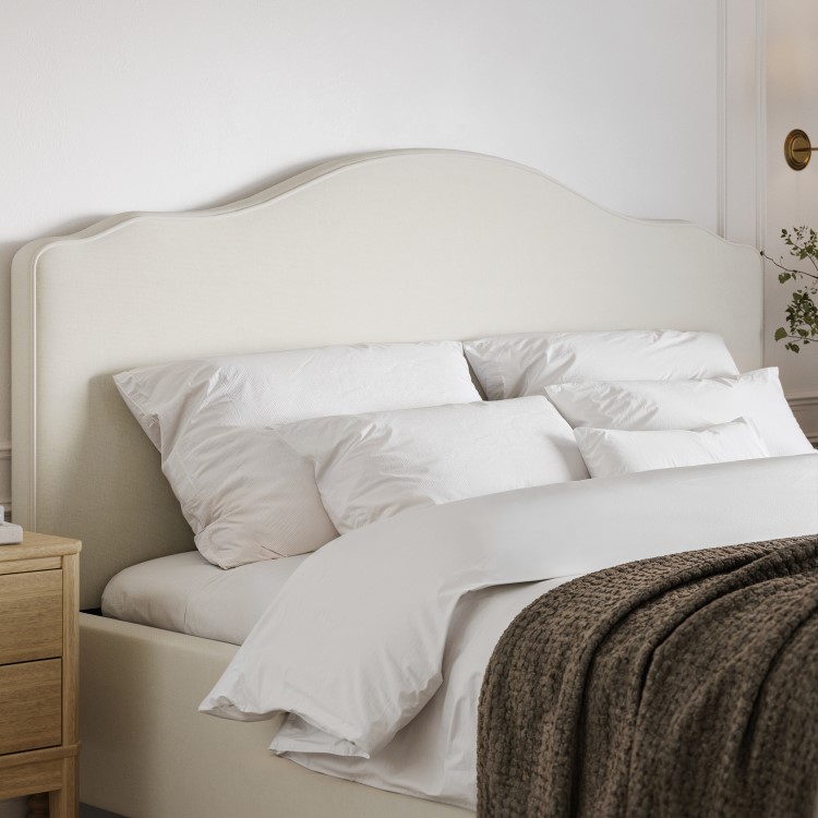 Beige Chenille Super King Side-Lift Ottoman Storage bed with Legs - Marie