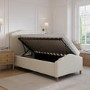 Beige Chenille Single Side-Lift Ottoman Storage bed with Legs - Marie