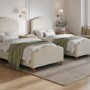 Beige Chenille Single Side-Lift Ottoman Storage bed with Legs - Marie