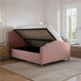 Pink Chenille Double Side-Lift Ottoman Storage bed with Legs - Marie