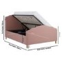 Pink Chenille Double Side-Lift Ottoman Storage bed with Legs - Marie