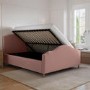 Pink Chenille King Size Side-Lift Ottoman Storage bed with Legs - Marie
