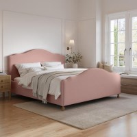 Pink Chenille Super King Side-Lift Ottoman Storage bed with Legs - Marie