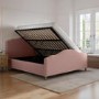 Pink Chenille Super King Side-Lift Ottoman Storage bed with Legs - Marie