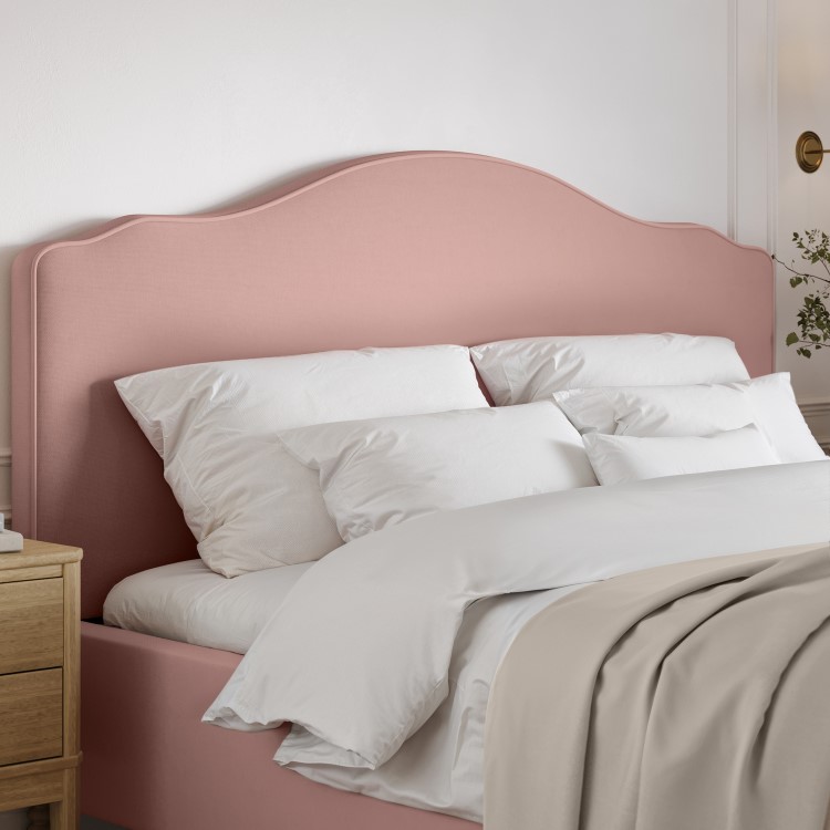 Pink Chenille Super King Side-Lift Ottoman Storage bed with Legs - Marie