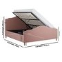 Pink Chenille Super King Side-Lift Ottoman Storage bed with Legs - Marie