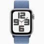 Apple Watch SE 2nd Gen GPS 44mm Silver Aluminium Case with Winter Blue Sport Loop