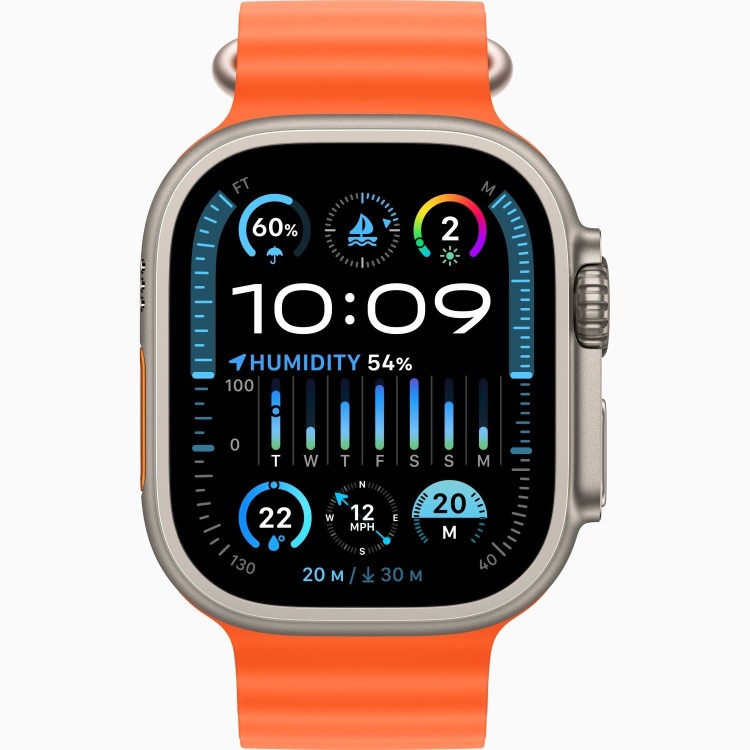 Apple Watch Ultra 2 GPS + Cellular 49mm Titanium Case with Orange Ocean Band