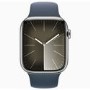 Apple Watch Series 9 GPS + Cellular 41mm Silver Stainless Steel Case with Storm Blue Sport Band - M/L