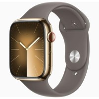 Apple Watch Series 9 GPS + Cellular 45mm Gold Stainless Steel Case with Clay Sport Band - M/L