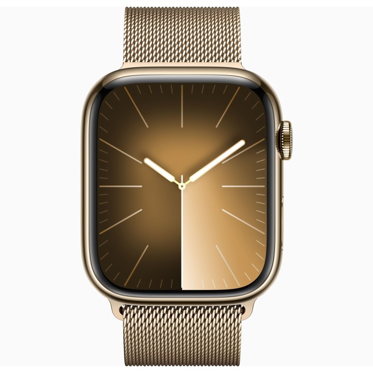 Apple Watch Series 9 GPS + Cellular 45mm Gold Stainless Steel Case with Gold Milanese Loop