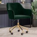 MRL002 Green Velvet Office Chair with Arms - Marley