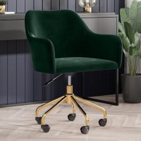 Green Velvet Office Chair with Arms - Marley Green Velvet Office Chair with Arms - Marley