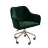Green Velvet Office Chair with Arms - Marley