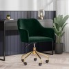 Green Velvet Office Chair with Arms - Marley