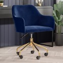 MRL003 Navy Blue Velvet Office Chair with Arms - Marley