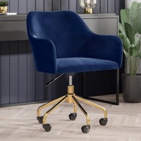 Navy Blue Velvet Office Chair with Arms - Marley Navy Blue Velvet Office Chair with Arms - Marley