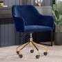 Navy Blue Velvet Office Chair with Arms - Marley