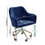 Navy Blue Velvet Office Chair with Arms - Marley
