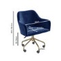 Navy Blue Velvet Office Chair with Arms - Marley
