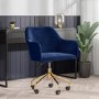 Navy Blue Velvet Office Chair with Arms - Marley